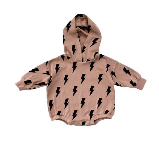 Hooded Bubble Romper  | Mocha Bolts