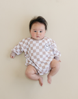 Bubble Romper | Checkered Smiley Latte