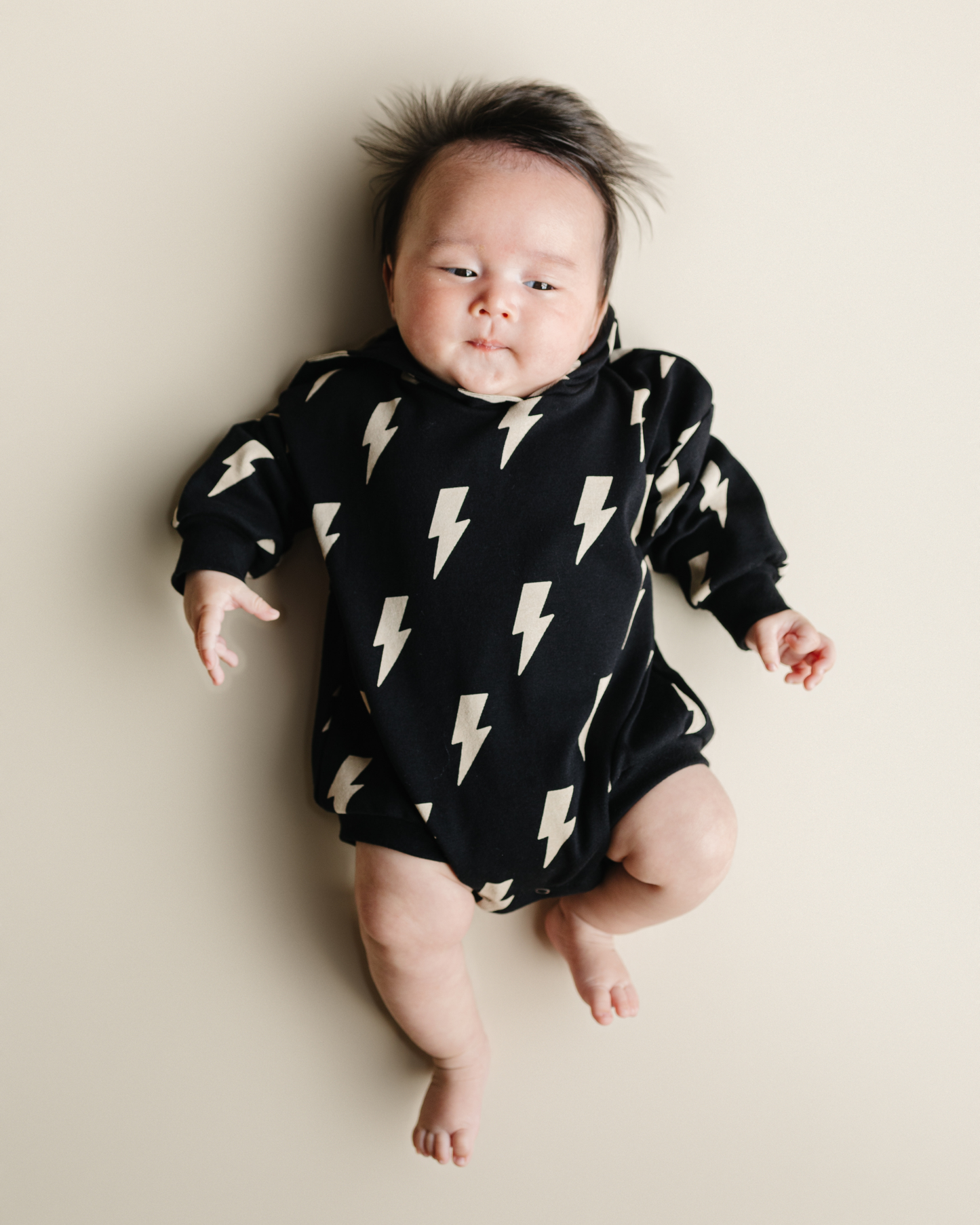 Hooded Bubble Romper  |  Black Bolts