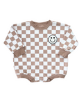 Bubble Romper | Checkered Smiley Latte