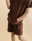 Terry Cargo Shorts Set | Chocolate