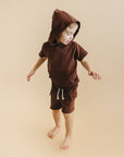 Terry Cargo Shorts Set | Chocolate