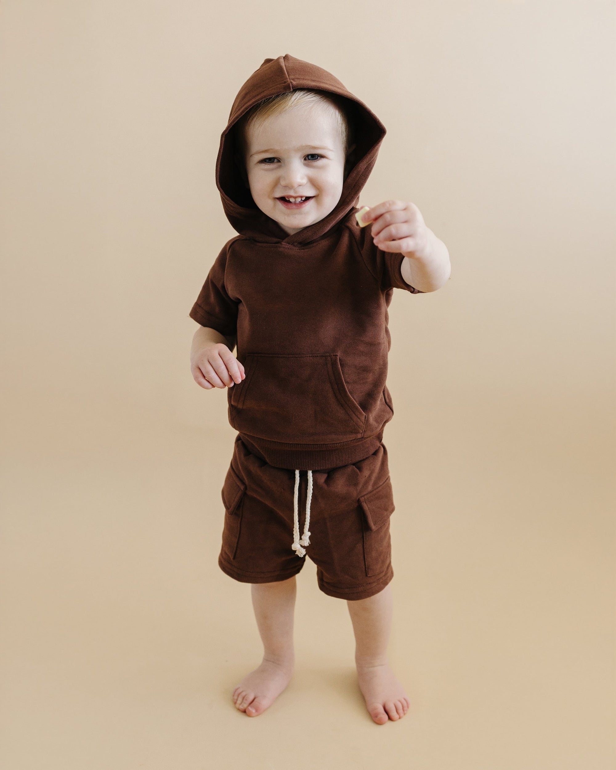 Terry Cargo Shorts Set | Chocolate