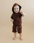 Terry Cargo Shorts Set | Chocolate