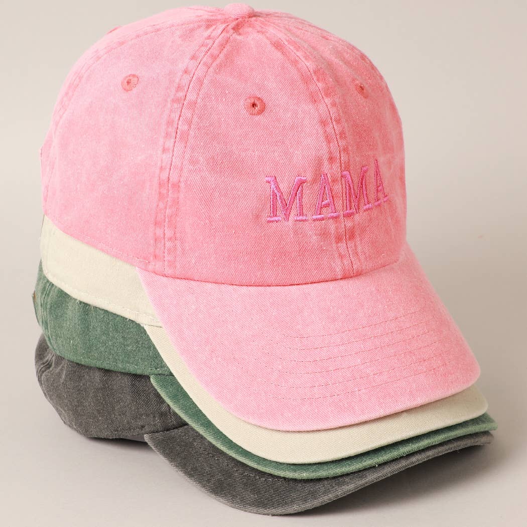 MAMA Embroidered Cotton Baseball Cap: ONE SIZE / BLACK