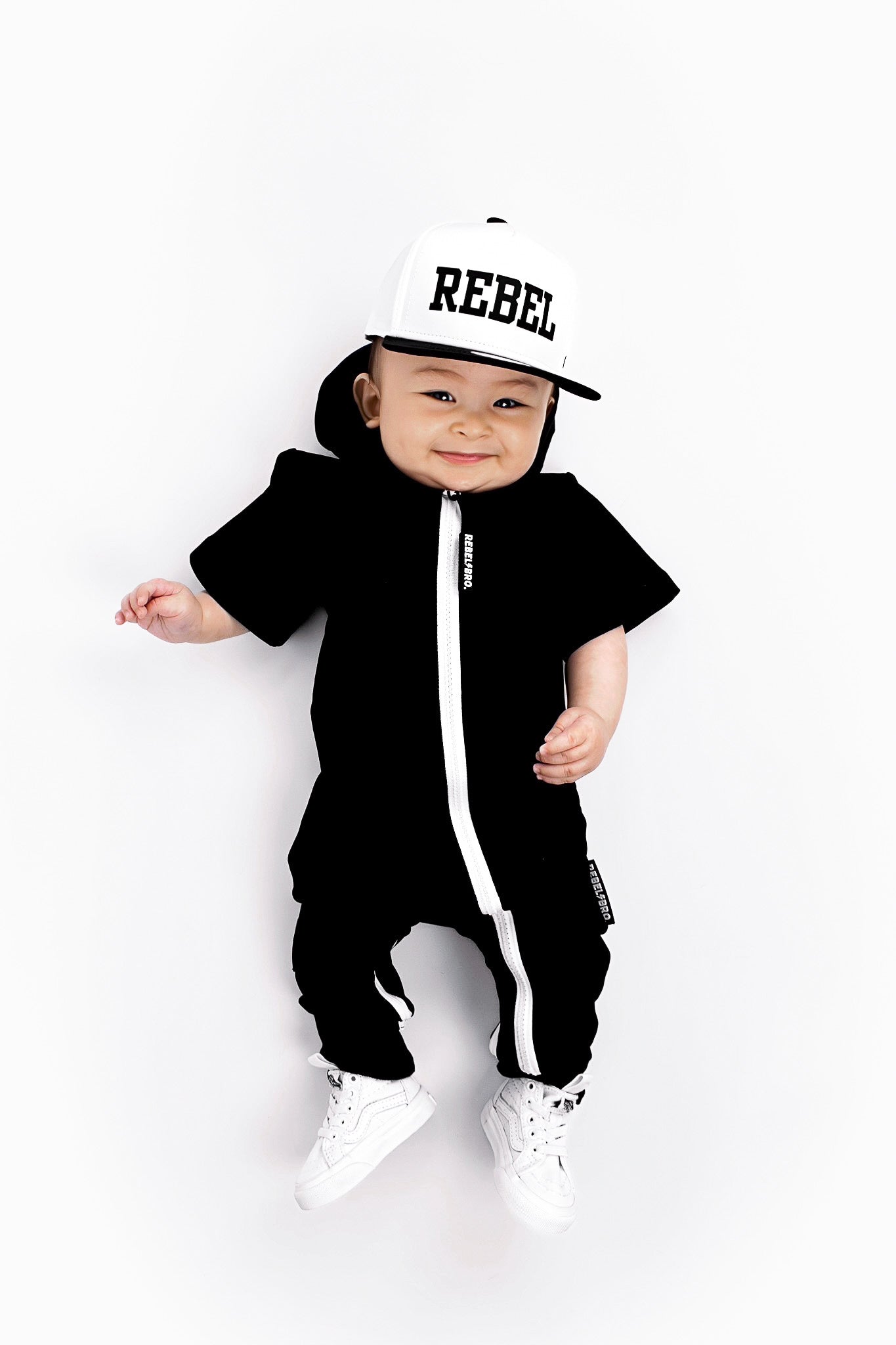 Hooded Rebel Short Sleeve Romper in Black