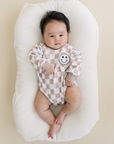 Bubble Romper | Checkered Smiley Latte