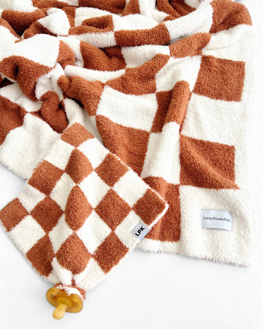 Checkered Plush Blanket | Copper