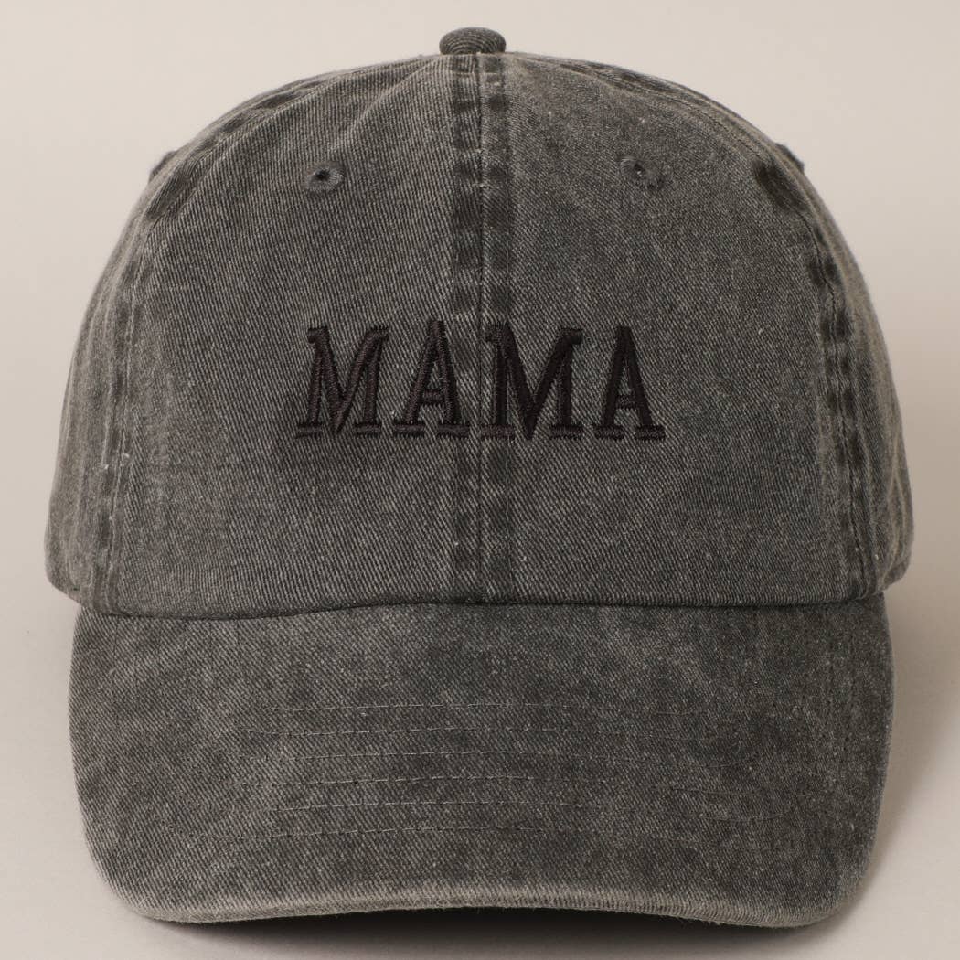 MAMA Embroidered Cotton Baseball Cap: ONE SIZE / BLACK