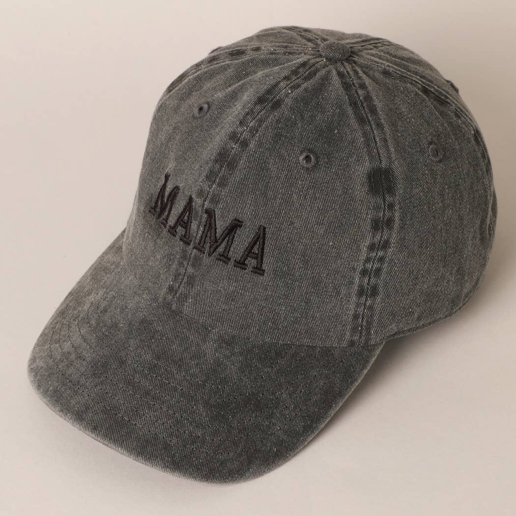 MAMA Embroidered Cotton Baseball Cap: ONE SIZE / BLACK