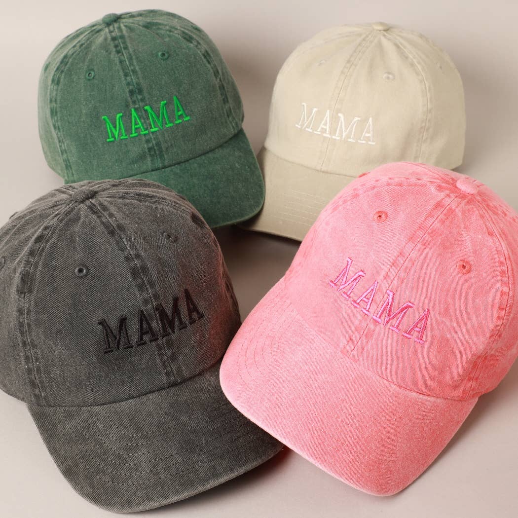 MAMA Embroidered Cotton Baseball Cap: ONE SIZE / BLACK