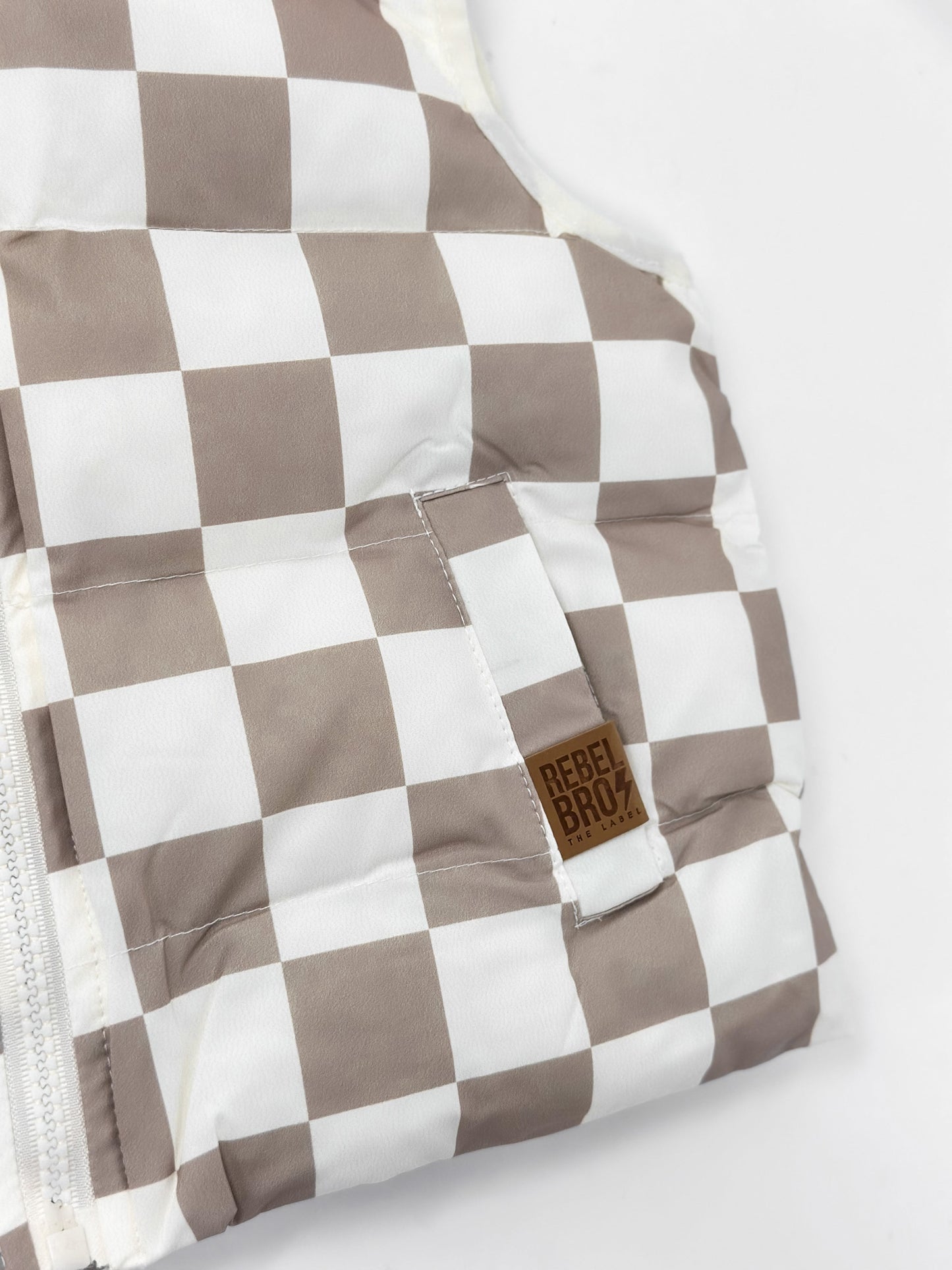 Summit Puffer Vest — Mocha Checkered