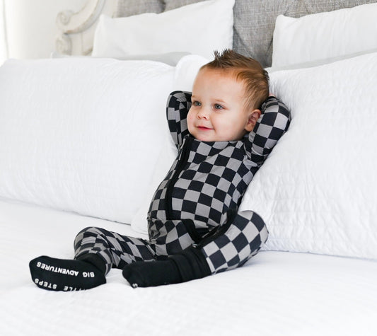 Charcoal Checkers Dream Romper