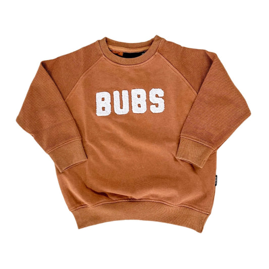 Bubs Chenille Child Waffle Sleeve Crewneck - Faded Autumn