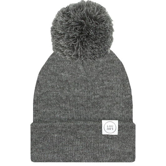 Beanie with Pom - Heathered Charcoal