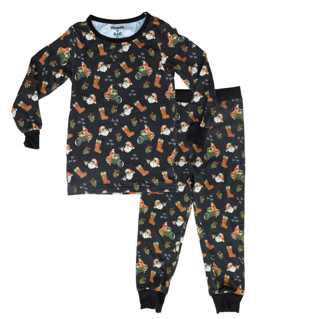 Moto Santa Christmas 2-Piece Bamboo Jammies