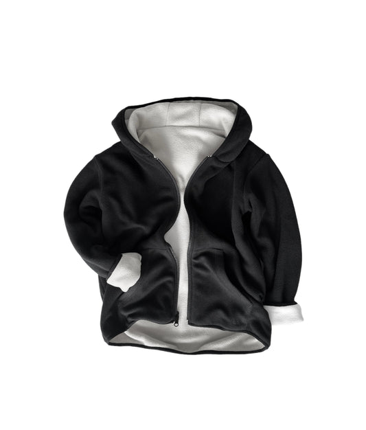 Reversible Fleece Zip Hoodie - Black