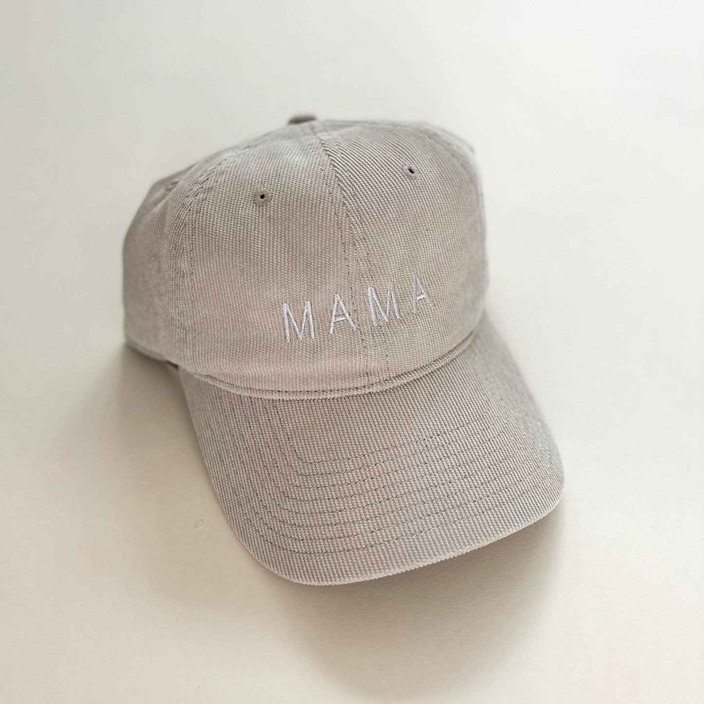 Mama Basic Tonal Embroidered Corduroy Cap