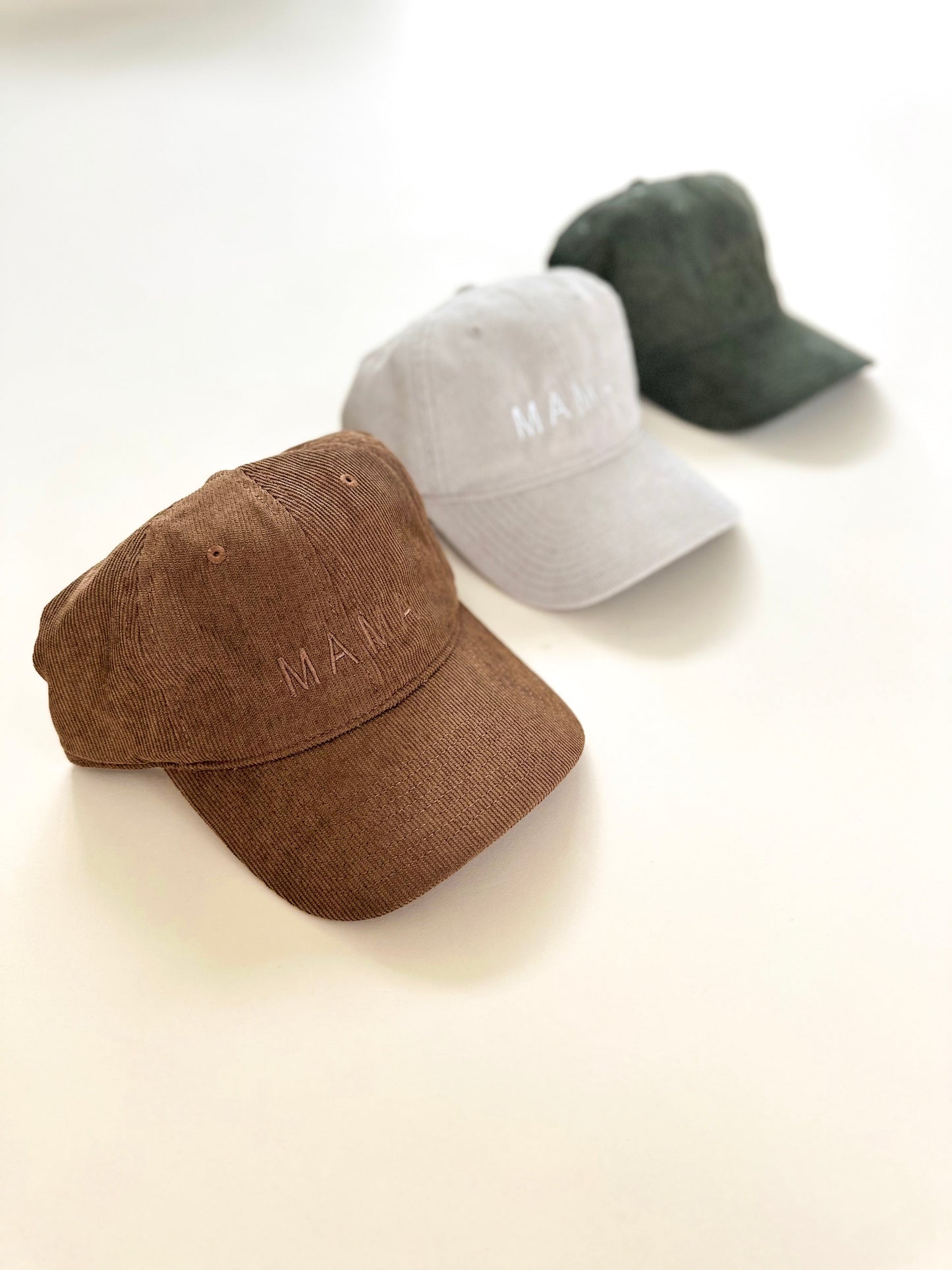 Mama Basic Tonal Embroidered Corduroy Cap