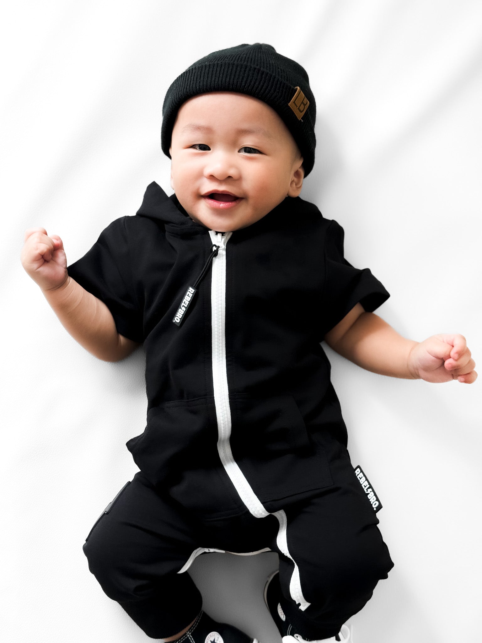 Hooded Rebel Short Sleeve Romper in Black