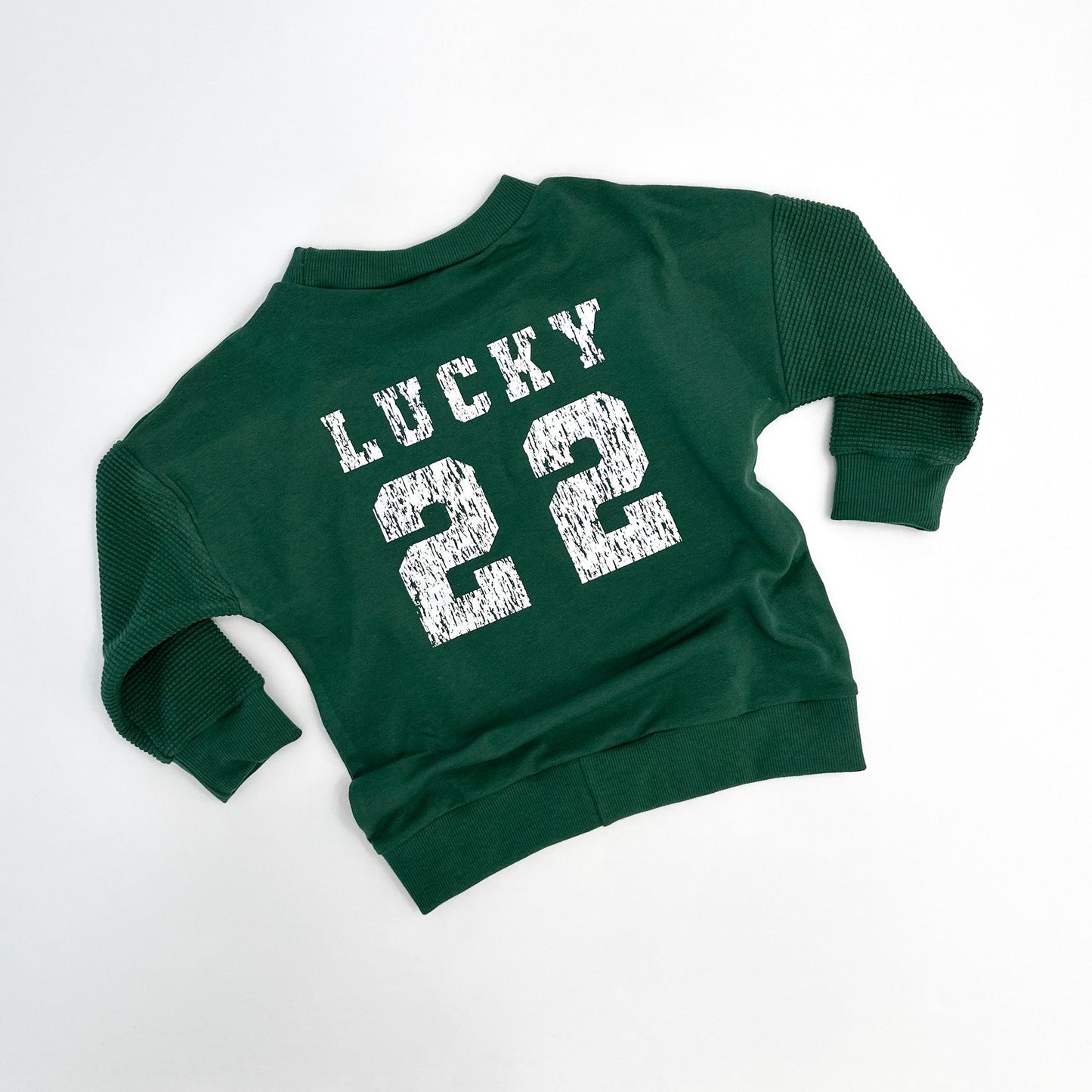 Lucky Jersey Style Child Waffle Sleeve Sweatshirt