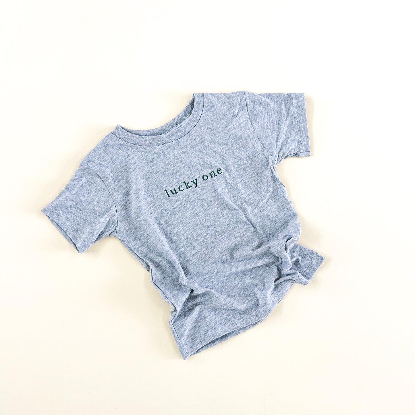 Lucky One Embroidered Child Tee - Green Thread