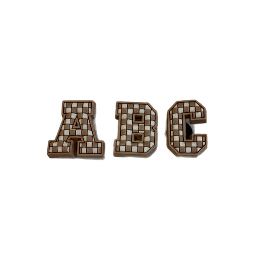 Beige Checker Letter Charm