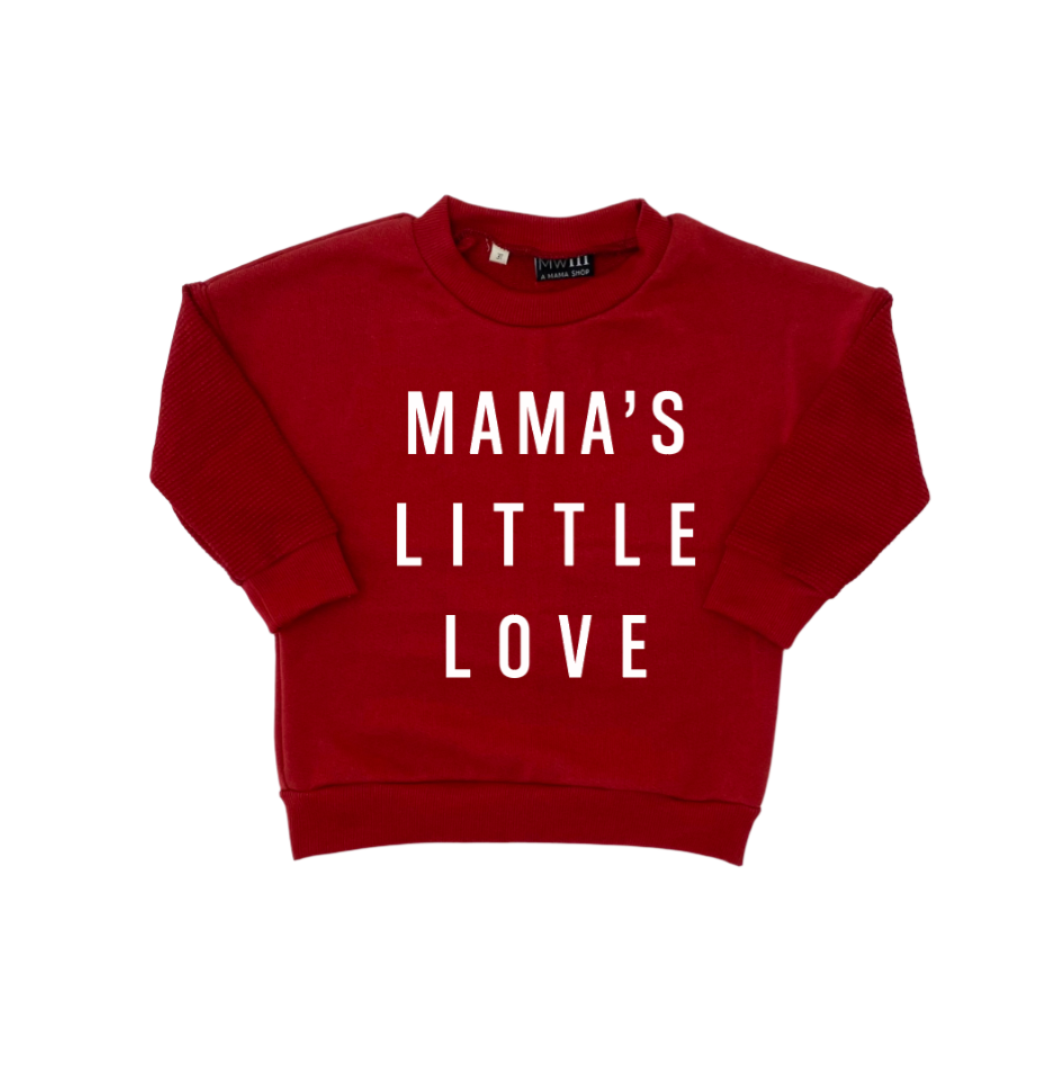 Mama&#39;s Little Love Child Waffle Sleeve Sweatshirt