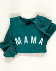 Mama Festive Curved Waffle Sleeve Crewneck