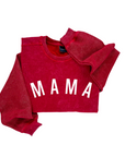 Mama Festive Curved Waffle Sleeve Crewneck