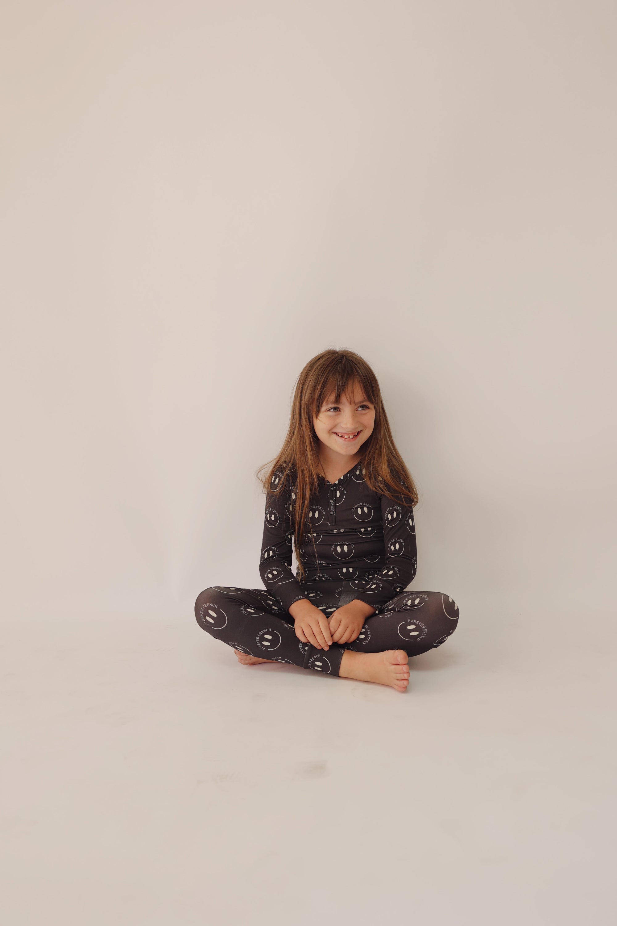 Bamboo Two Piece Pajamas | Charcoal &amp; White ff Smile