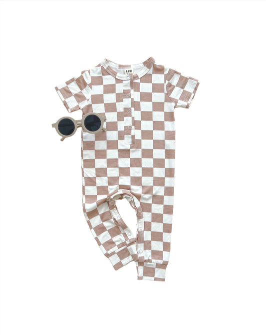 Bamboo Checkered Jumpsuit | Latte