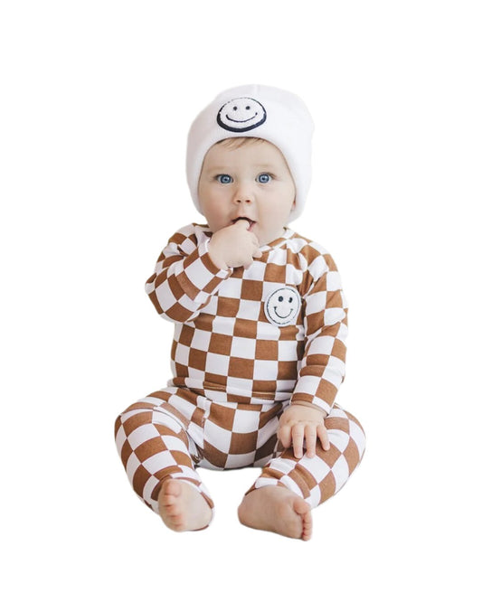 Checkered Smiley Lounge Set | Copper