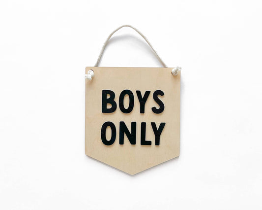 Boys Only Sign, Kids Nursery Room Decor, Baby Wall Sign: BLACK