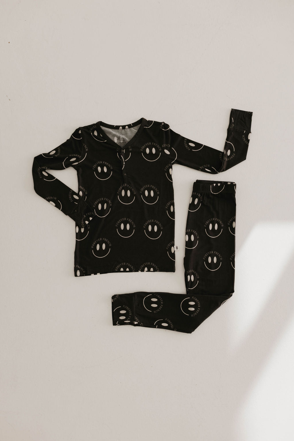 Bamboo Two Piece Pajamas | Charcoal &amp; White ff Smile