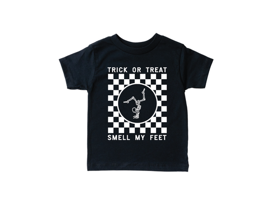 Trick or Treat, Smell My Feet Checkered Kids Tee